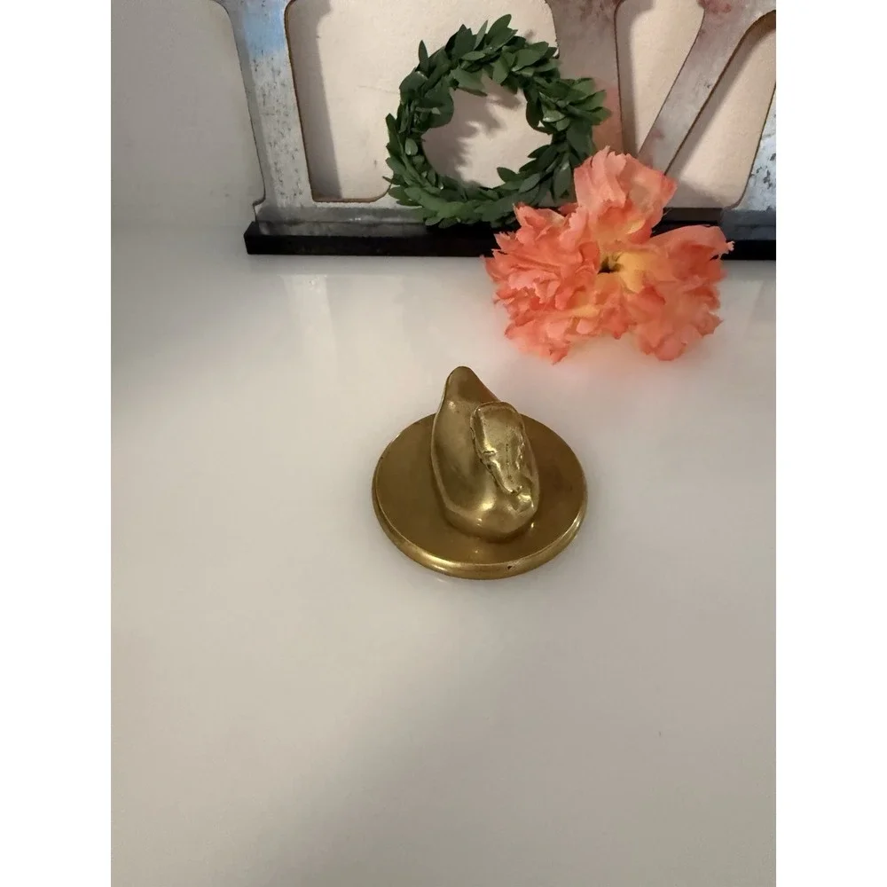 Vintage‎ Brass Mallard Duck Paperweight Desk Decor 2.25